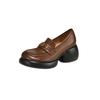 Britischer Stil Plateau-Loafer 2025 Herbst runde Spitze dicker Absatz kleine Lederschuhe bequem vielseitig Leder Slipper High Heels