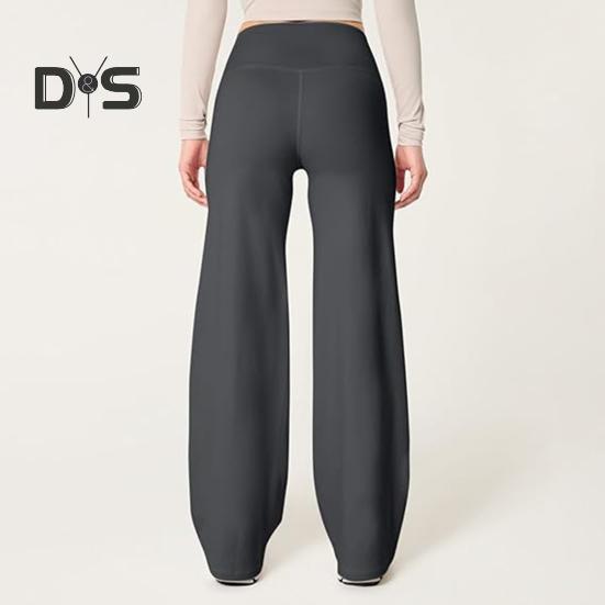 Dámské rozšířené kalhoty s elastickým vysokým pasem, jednobarevné rovné kalhoty, jednobarevné rovné kalhoty na jógu s kontrolou bříška