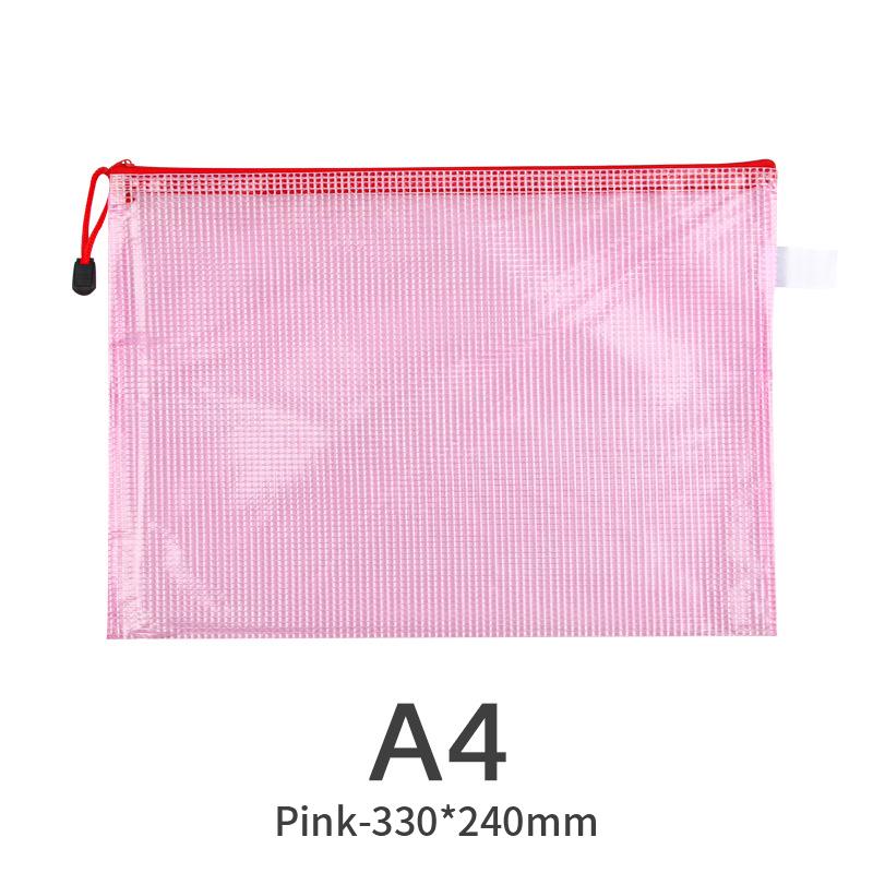 A3 A4 A5 A6 Portable Zipper File Bag Transparent Single-layer Mesh Student Test Paper Data Storage Bag Office Files Stationery
