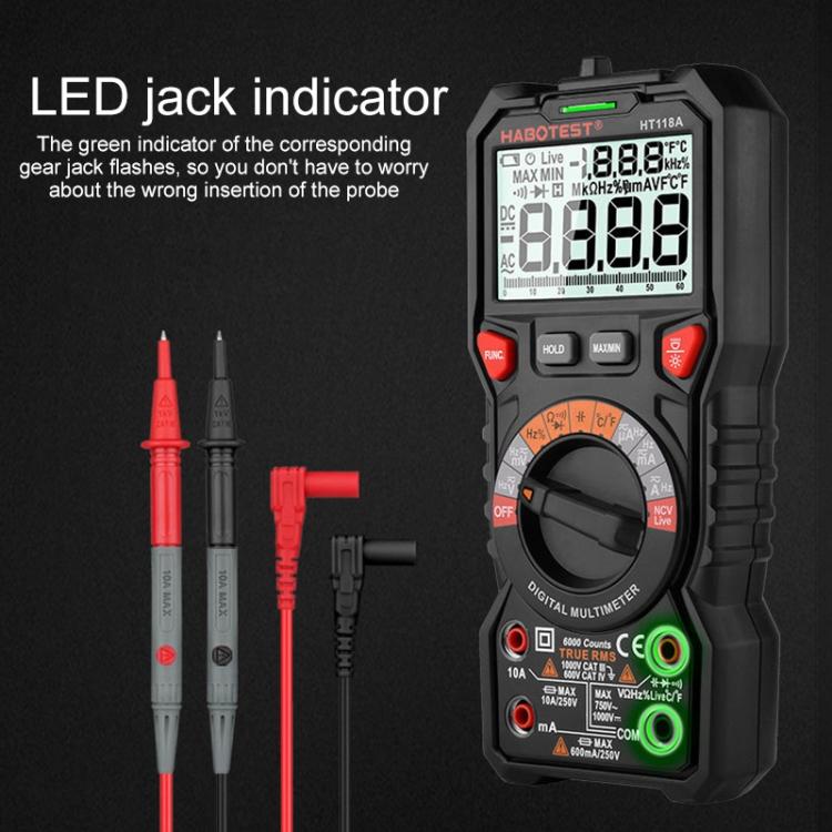 HABOTEST HT118A Handheld Double Backlight High-precision Automatic Digital Multimeter