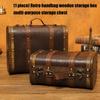 Wooden Trunk Faux Leather Handle Carrying Case Portable Storage Container For Jewelry Cosmetics And Collectibles