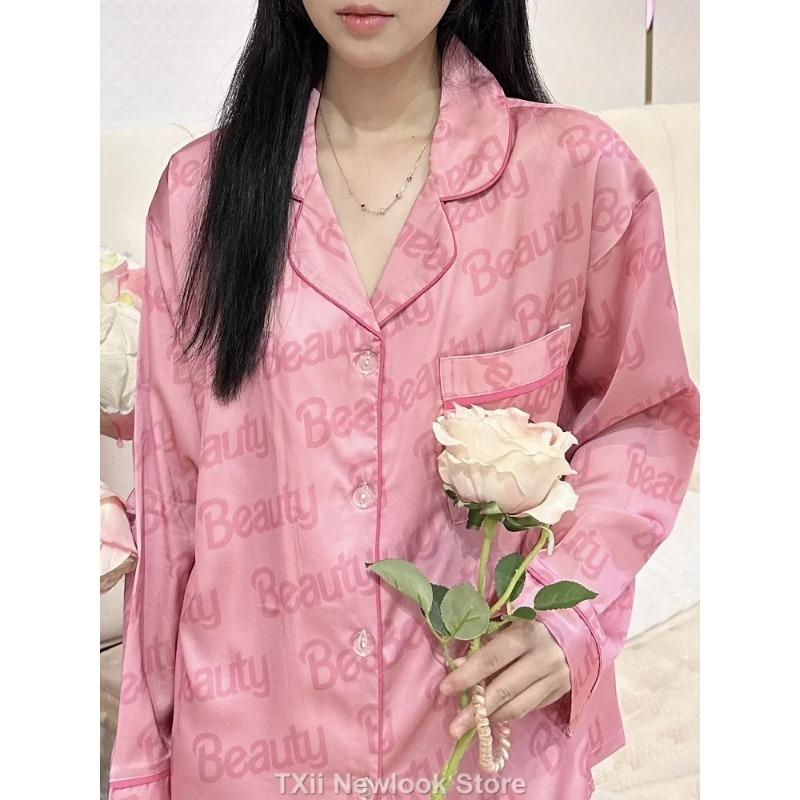 Eisseiden-Pyjama Damen Herbst und Winter Langarmhose Cardigan Hausanzug Frühling und Herbst