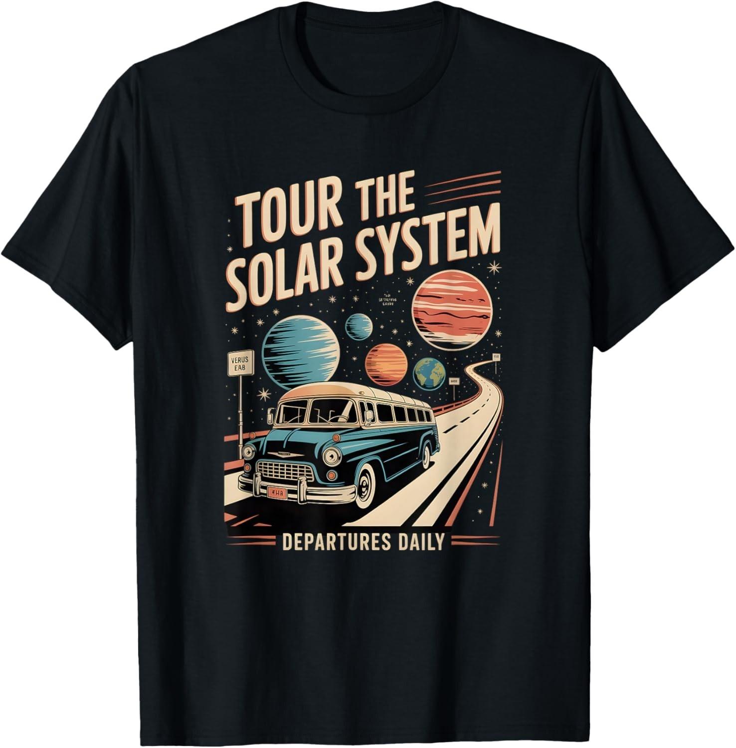 

Funny Vintage Solar System Travel Poster Style Art T-Shirt S разноцветный