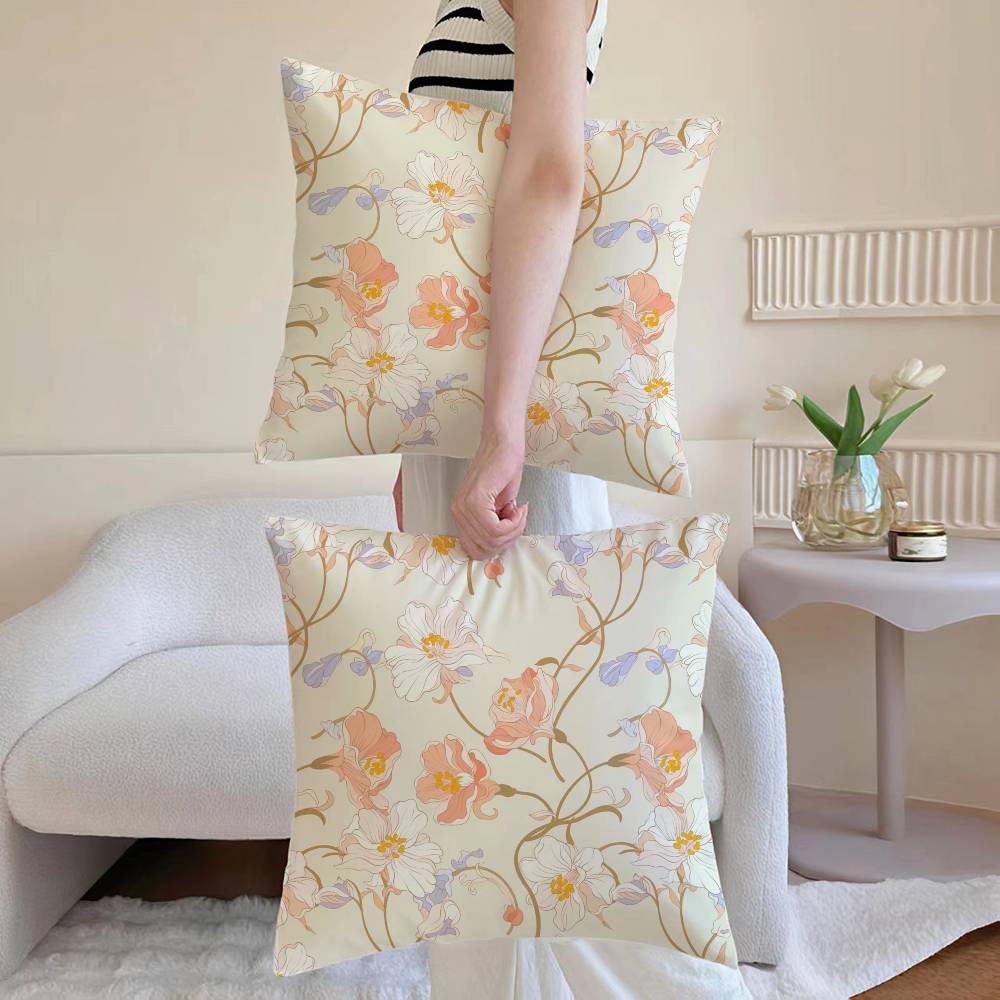 Painting Flowers Pillow Case Anti-dustmite Pillowcase Invisible zipper silky Sofa cushion cover