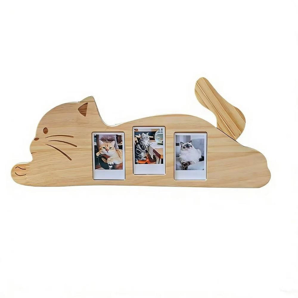 Rotatable Tail Cat Shape Photo Frame Adjustable Angle Kitten Wooden Photo Holder  Memorial Gift