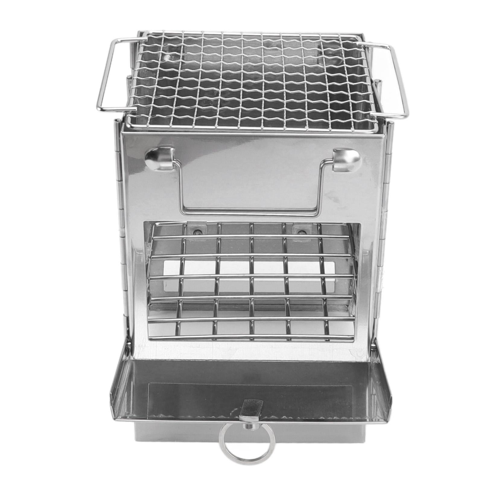 

Camping Wood Stove Foldable Stainless Steel Integrated Mini BBQ Grill for Warm Outdoor Picnic