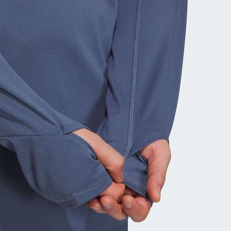 Adidas Solid Color Sports Casual Crew Neck Long Sleeve T-Shirt Unisex Tops Blue JY6987