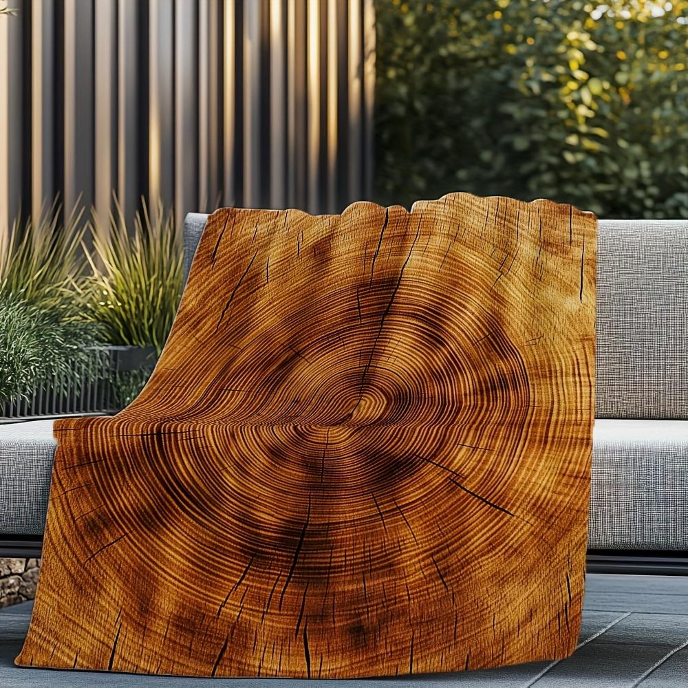 Plank Print Flannel Shawl, Casual Soft Blanket, Rustic Wood Grain Design, All Season Multi Scenario Comfort Accent