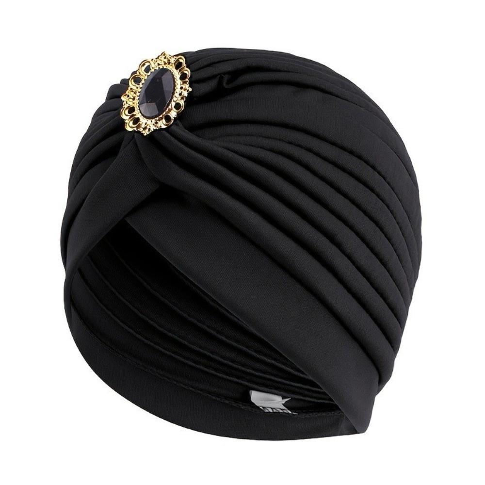 Casual Style Rhinestone Turban Hat Stretch Material Hijab Head Scarves Chemotherapy Cap Daily Wear