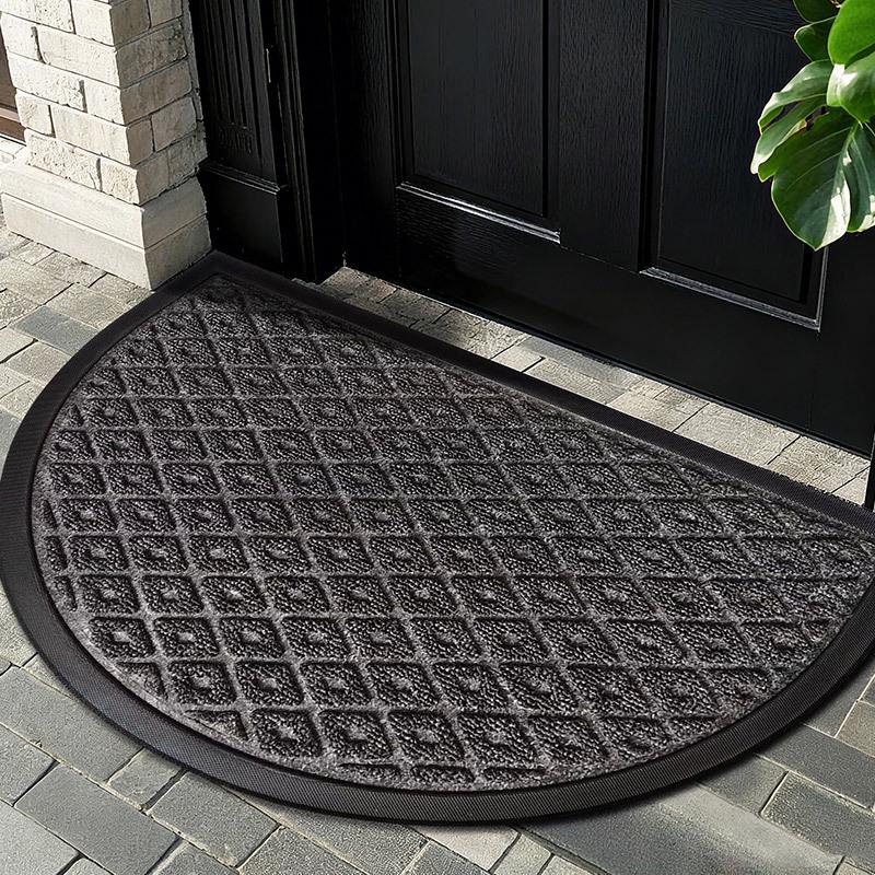 European Half-Round Dirt-Resistant Entrance Mat – Non-Slip Mud Scraper Rubber Carpet