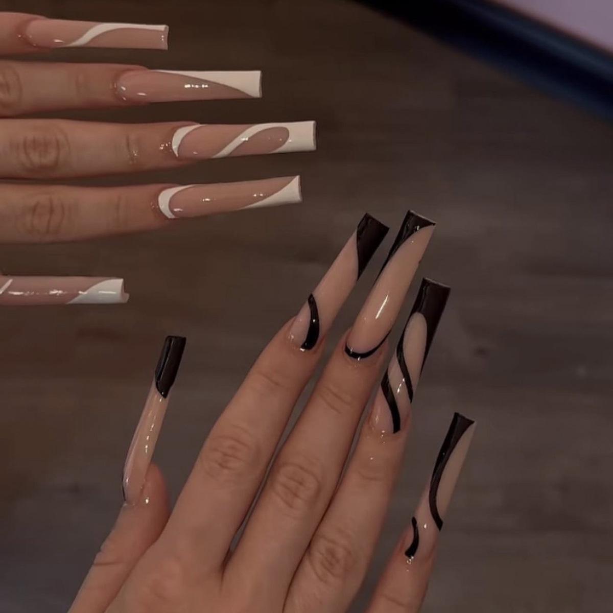 

Trendy Ultra-Thin Seamless Colored Nail Tips - European Long Square Design