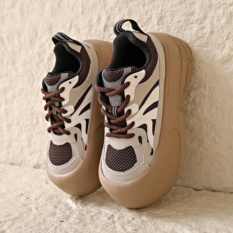 

Хонкай кольорове поєднання велика голова потворні милі туфлі 2025 нові товстопідошовні збільшуючі зріст хлібні туфлі спортивні повсякденні дихаючі мафіни туфлі жіночі 40 абрикосовий