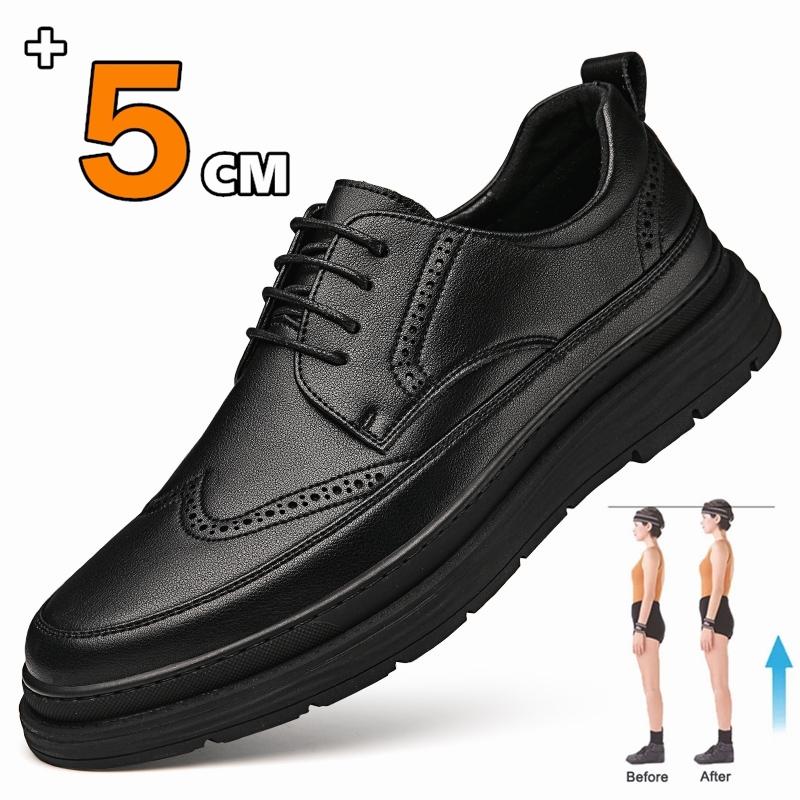 Fashion Men's Brogue Shoes Oxford Uniform Dress elevator Shoes Cow Leather Lace Up 5CM Height Increase Casual Leisure Business Shoes