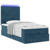Ottoman Bed with Mattress & LEDs Dark Blue 90x190 Cm Velvet