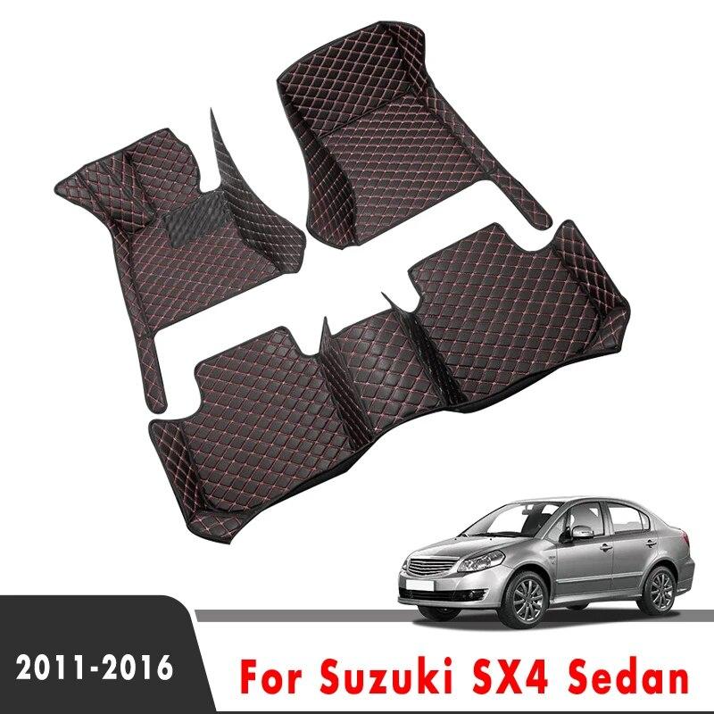 

Кожаные автомобильные коврики для Suzuki SX4 Sedan 2016 2015 2014 2013 2012 2011 коврики на заказ автомобильные подушечки для ног автомобильные ковры чехол