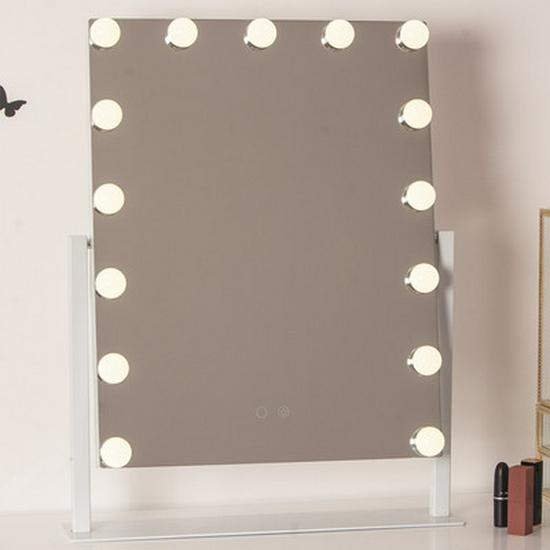 Large LED Lighted Makeup Vanity Mirror Square Portable Beauty Mirror