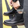 Casual British style boots, velvet thick-soled lace-up rhubarb boots, new cowhide Martin boots for men