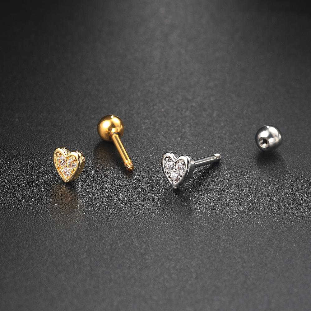 Septum Piercing Helix Earrings Women Zircon Heart Cartilage Ear Daith Lobe Rook Tragus Piercing Jewelry Body Accessories Gift