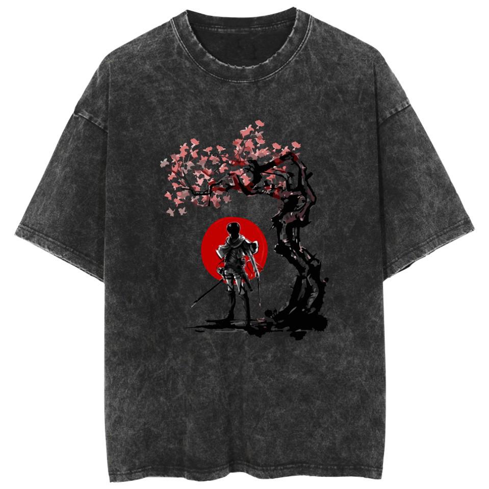 Waschbares Attack on Titan Anime Freizeit Baumwoll Sommer T-Shirt