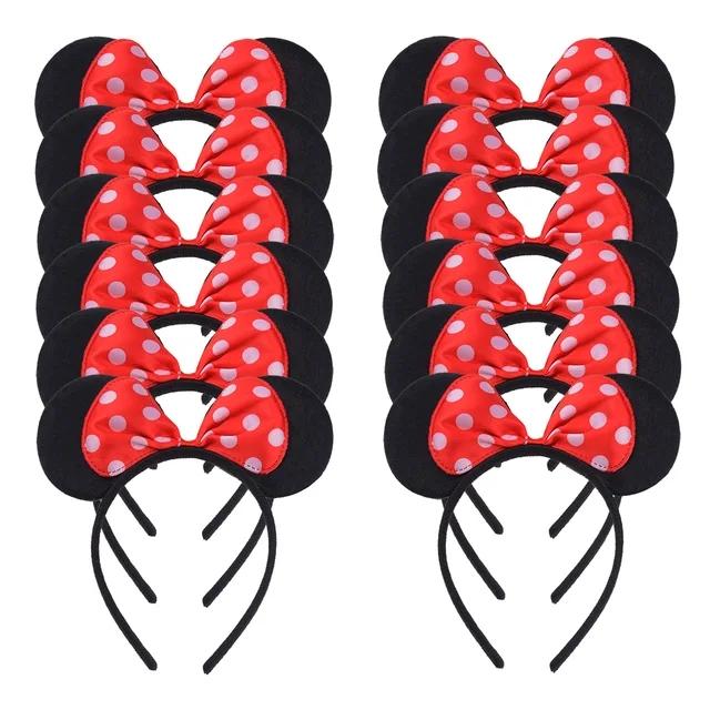 12PCS WholesaleWomen Girl Mouse Ears Headbands Hair Hoop Party Cosplay Bows Hairband Headwear Fashion Hair Accessories
