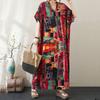 Short sleeve Plus size Cotton vintage floral new in dresses for women casual loose maxi long summer dress