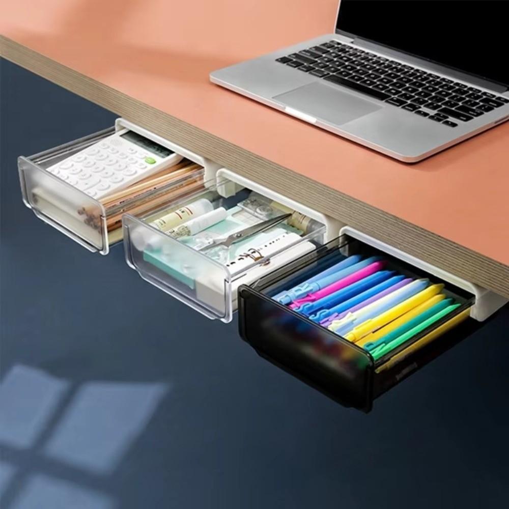 Slide Buckle Drawer Storage Box Space Saving Hidden Office Organizer  Table Under