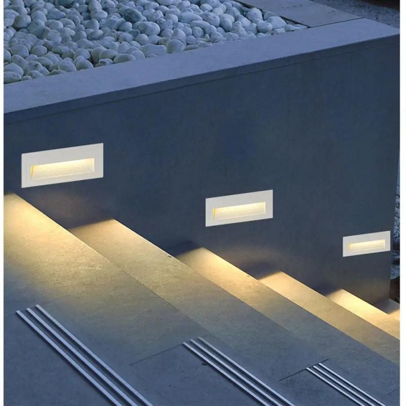 LED IP65 Waterproof Stairs Step Light Outdoor Wall Lamp Corner Garden Street Footlight  Recessed for Porch Yard Balcony 220V