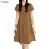 Women Casual Round Neck Summer Short Sleeve Dress