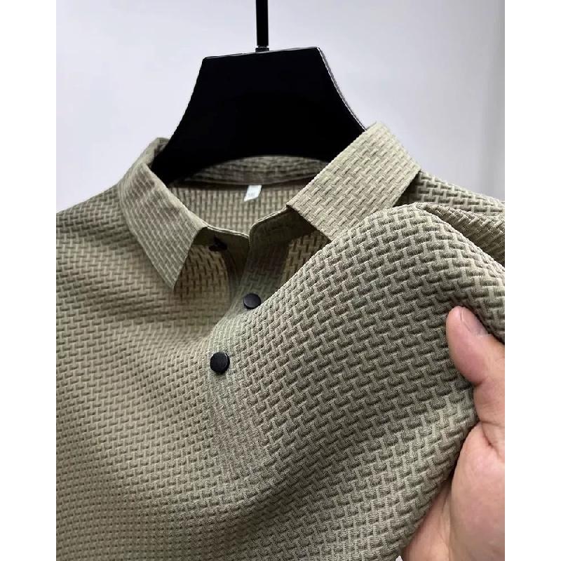 2026 solid color polo shirt, fashionable and trendy, short-sleeved t-shirt with a collar, men's summer casual slim-fit versatile collared top
