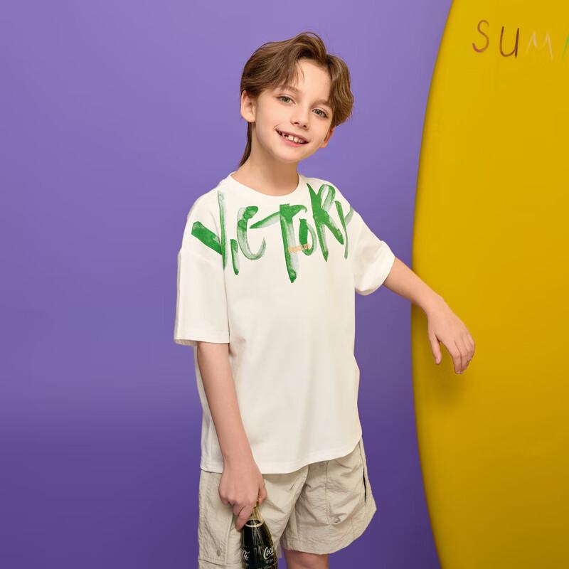 MQD Boys' Summer Academy Style Letter Short Sleeve T-Shirt
