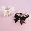Pet Collar Adjustable Lobster Clasp Design Non-Irritation Friendly To Skin Easy-wearing Decorative Polyester Bow-knot Style Pet Collar with Faux Pearl