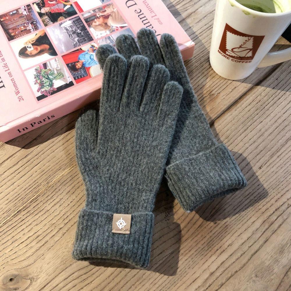 1 pair Wool Knitting Knitting Gloves Five Finger Cycling Driving Gloves Full Finger Mittens  Winter