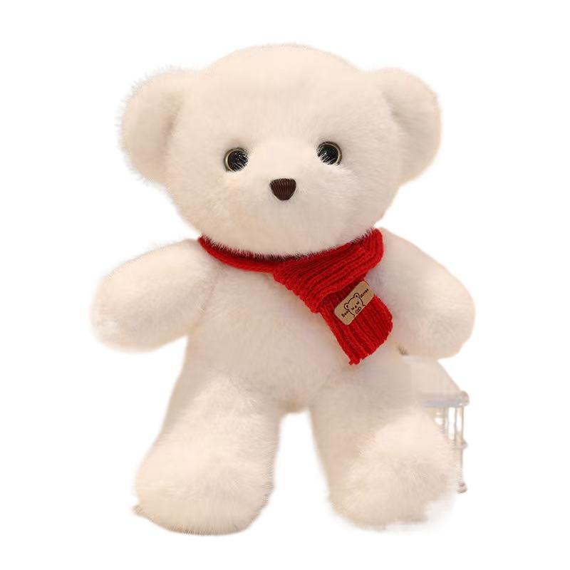 30cm Simulation New Scarf Bear Doll Stuffed Plush Toy Cartoon Anime Pillow for Children's Birthday Gift Cute and Fun Doll