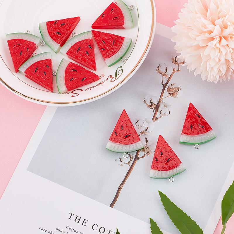 10 Stücke Obst Dreidimensionale Wassermelone Simulation Harz Schmuck Anhänger