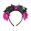 Halloween Rose Flower Skull Headband Colorful Peony Garlands Hair Hoop Girls Cosplay Headwear Simulation Flower Skulls Head Hoop