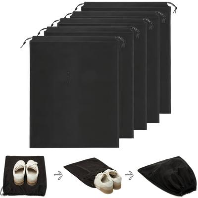 10/5 Pieces Black Portable Travel Bag with Drawstring Closure -Space-saving and Moisture-proof Sports Shoes and Shoes Storage Bag