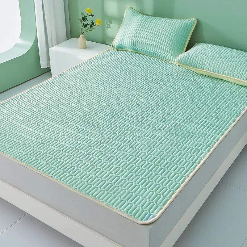 Latex Summer Mat Kit Cooling Feel Bed Pad and Pillowcase Cold Sleeping Bed Mat for Summer Breathable Folding Cool Mat