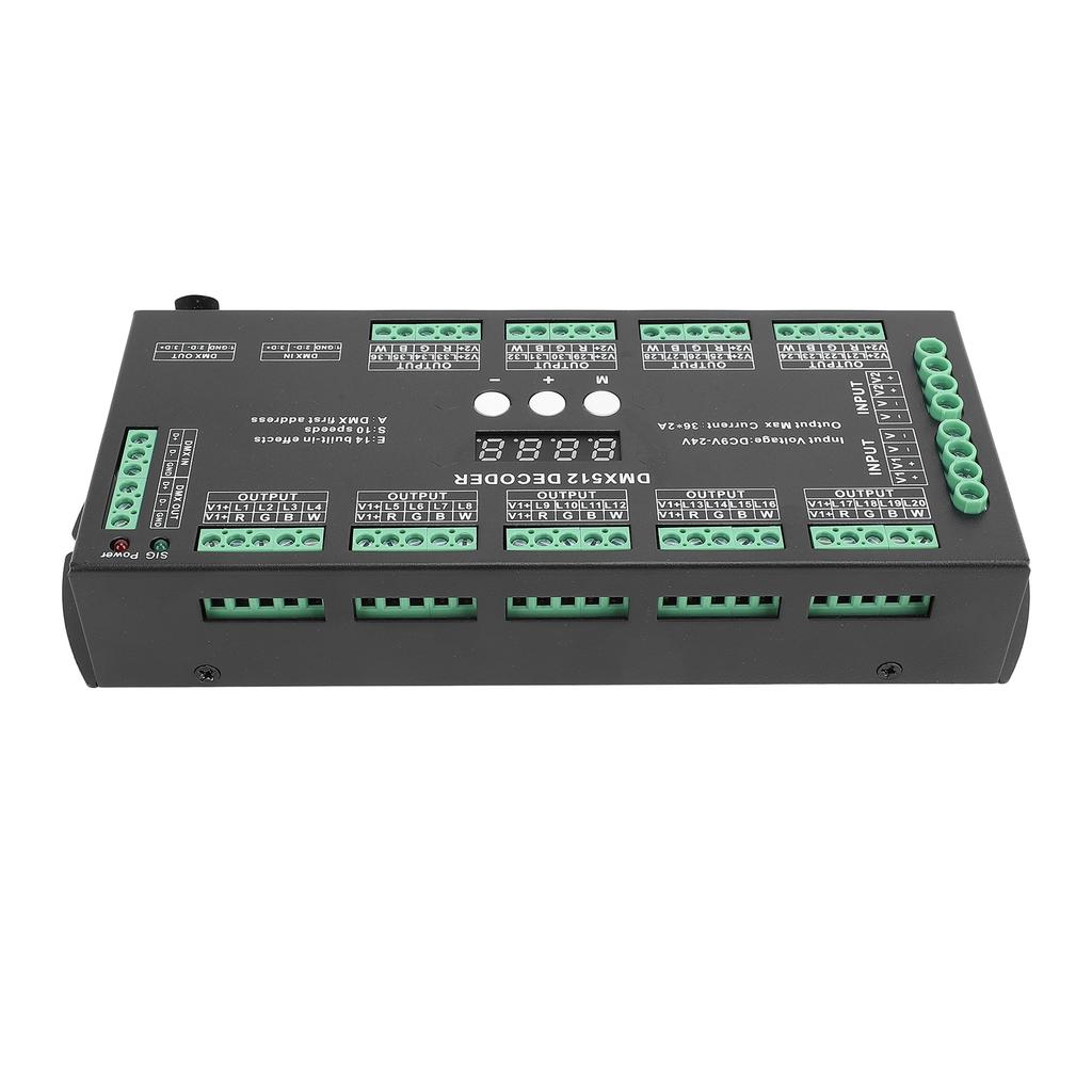 Decodificador Digital Múltiplo X 512 36CH 2A LED RGBW Controlador Decodificador Digital Múltiplo X com Visor Digital para Fita