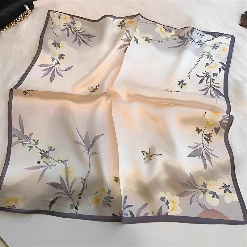 2025 Fashion 100% Real Silk Scarf 70cm Square Bandelet Women's Silk Temperament Small Scarf Neck Decorative Wrap Printed Scarves