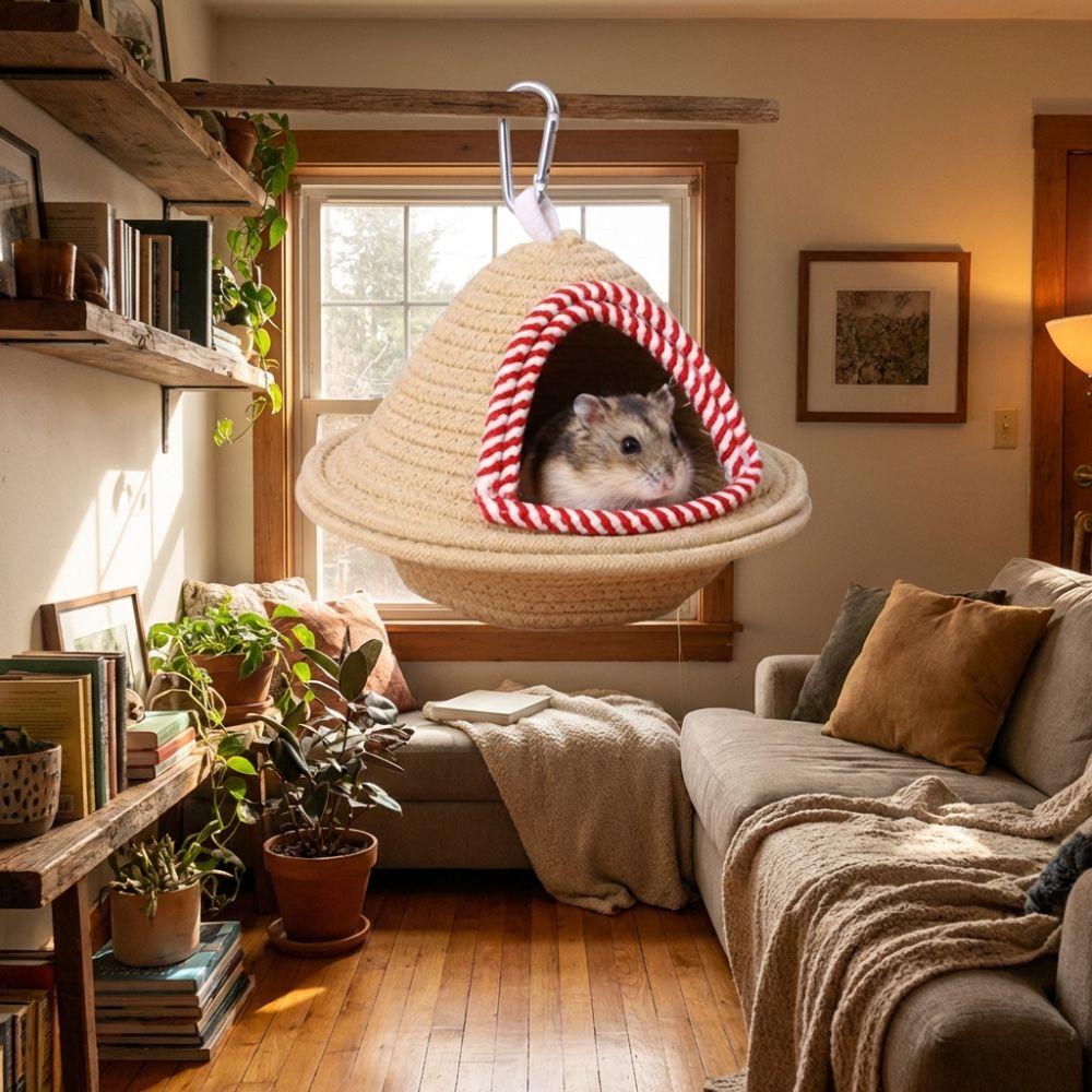 Nid Nid d'Oiseau Chaud pour Dormir Tressage Main Épaissi Hamac Perroquet Coupe-Vent Résistant aux Morsures Maison Lit Perroquet Cage à Oiseaux