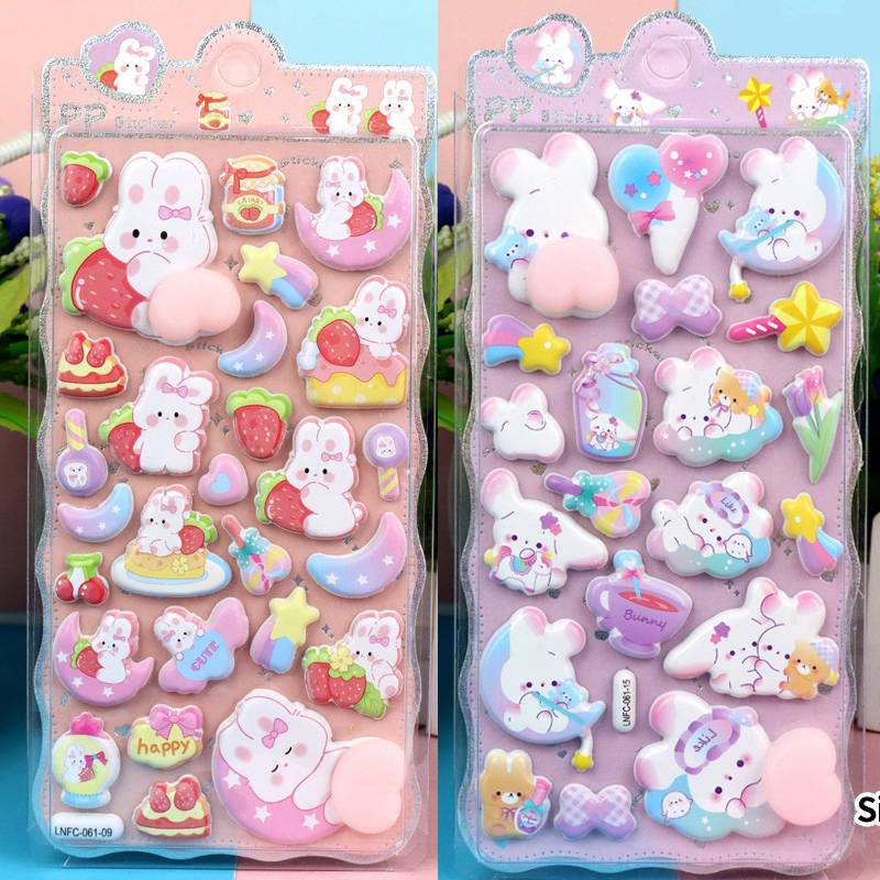 3D Cute Animal Butt Stickers Plush Pinched Happy Buttocks Sticker Stress Ease Puffy Sticker For Diy Scrapbook Phone Case Decal