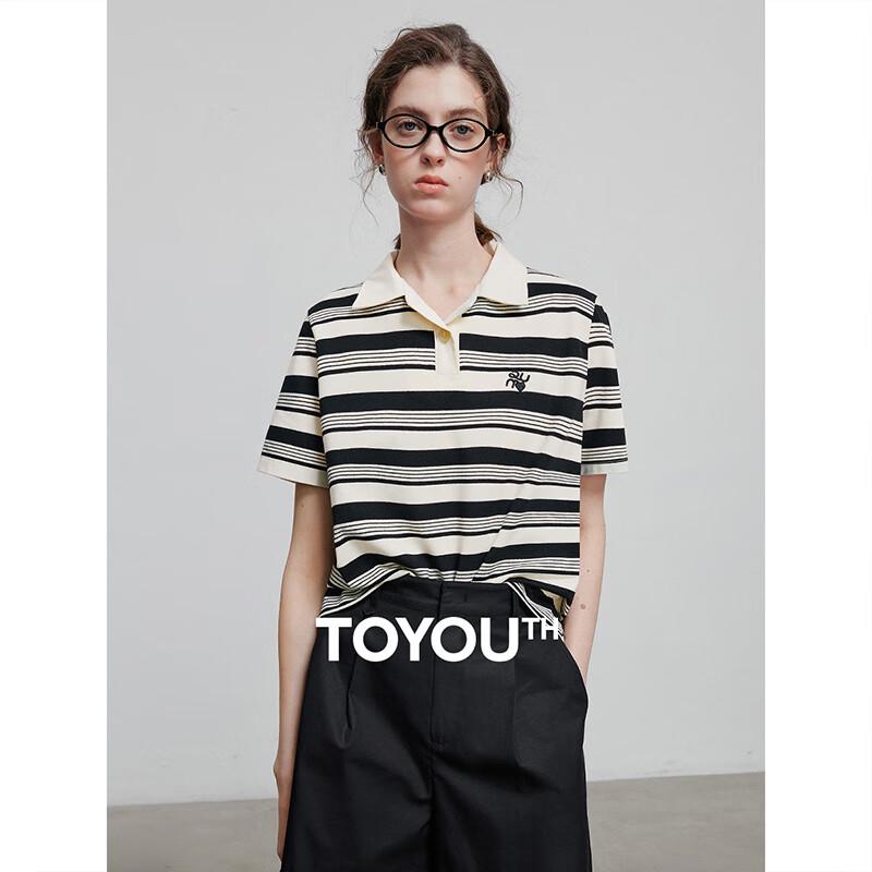 

Женская поло-футболка с коротким рукавом в полоску в стиле американского колледжа Chuyu L