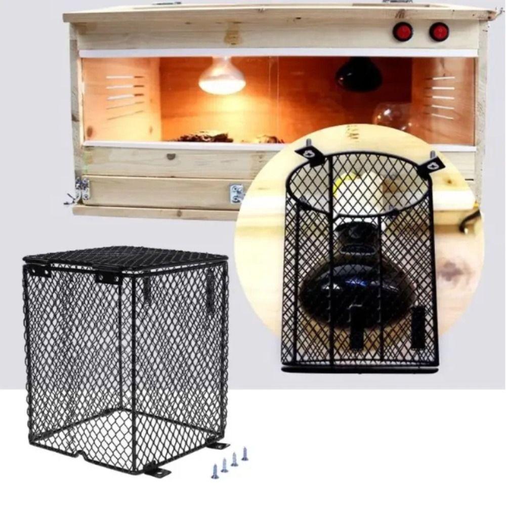 Round and Square Shape Heating Bulb Lamp Enclosure Iron Mesh Cover Reptiles Heat Lamp Guard  Snake