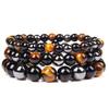 Tiger Eye Stone Hand String Tiger Eye Stone Stone Imitation Black Agate Beaded Hand String Imitation Obsidian Male Female Couple Elastic Rope Bracelet