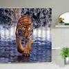 Africa Grassland Wild Animals Printed Shower Curtains Tiger Lion Waterproof Fabric Bathroom Curtains Bathtub Decor with Hooks