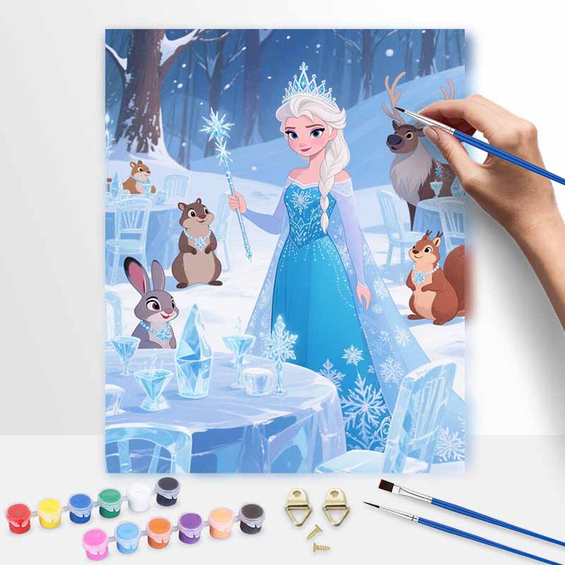 Disney Digital Oil Painting Art Kit Frozen Ice Queen Handmade Coloring Painting Home Decor