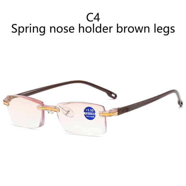 

Диоптрии + 1,0 + 1,5 + 2,0 + 2,5 + 3,5 + 4,0 Безрамные очки для чтения с анти-синим светом для женщин и мужчин, женские очки для пресбиопии, оправы 2.5