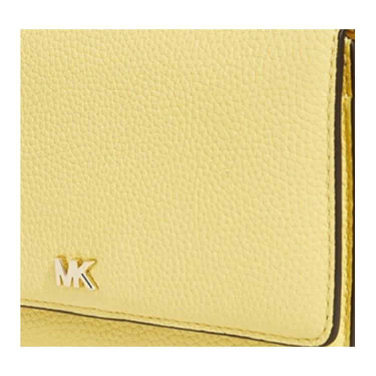 Michael Kors Mott Solid Color Letter Logo Flap Leather Envelope Crossbody Shoulder Bag Women Bags Light-Yellow 32T8TF5C9T-BUTTERCUP