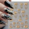 French Tips Nail Sticker 5D Embossed Crystal French Nail Decals Gold Silver Black Line Design Adhesive Slider Nails Art
