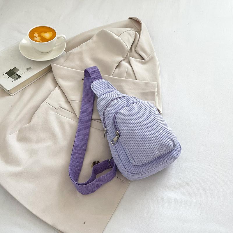 

Вельветова нагрудна сумка-слінг Однотонна сумка через плече Сумка-мессенджер Сумка через плече Маленький рюкзак-слінг Рюкзак для подорожей Спортивні сумки світло-фіолетового кольору